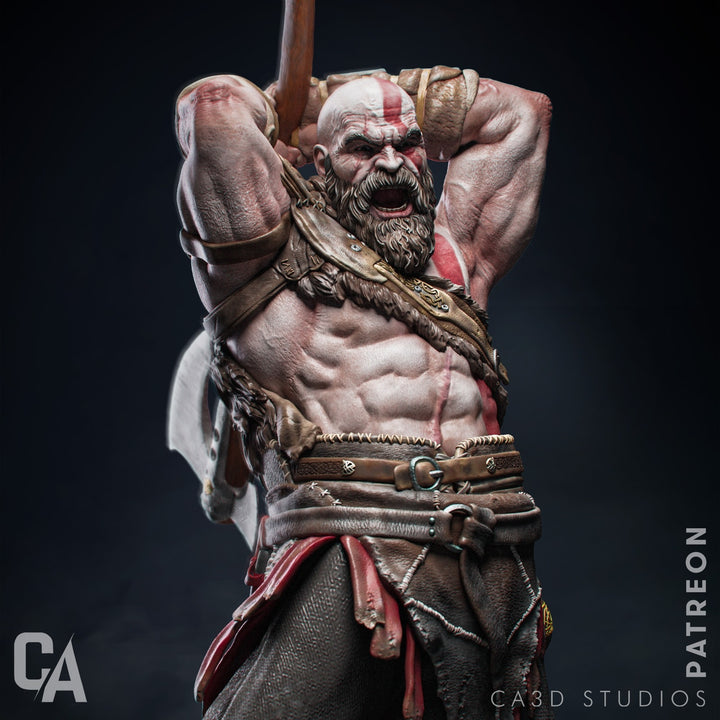¡Figuras de Kratos de "God of War" en resina: detalle impresionante en dos tamaños!