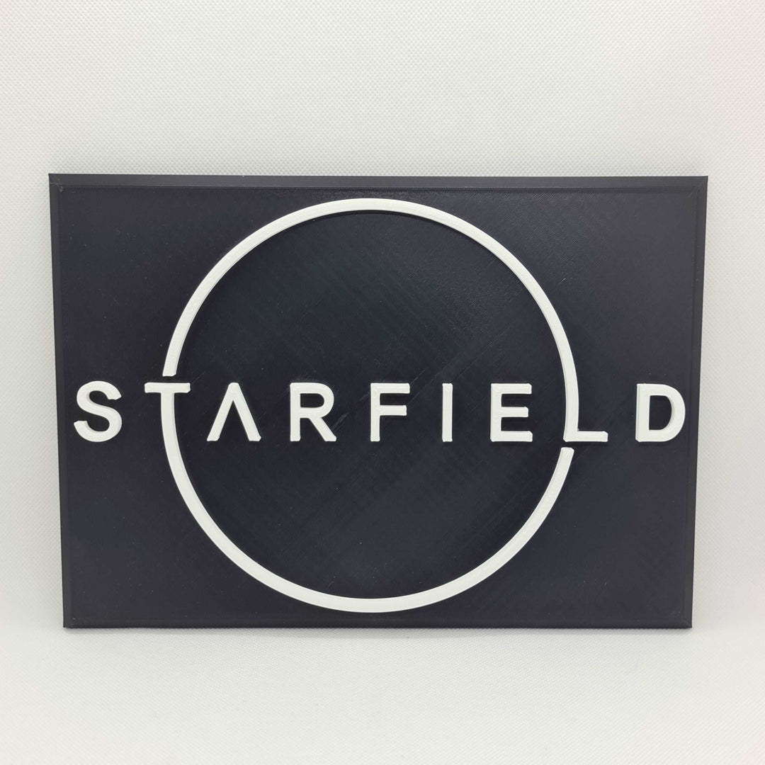 Cartel 3D del Logo de Starfield - Embárcate en una Aventura Galáctica