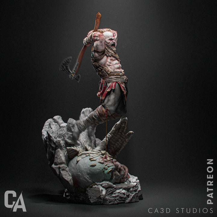 ¡Figuras de Kratos de "God of War" en resina: detalle impresionante en dos tamaños!