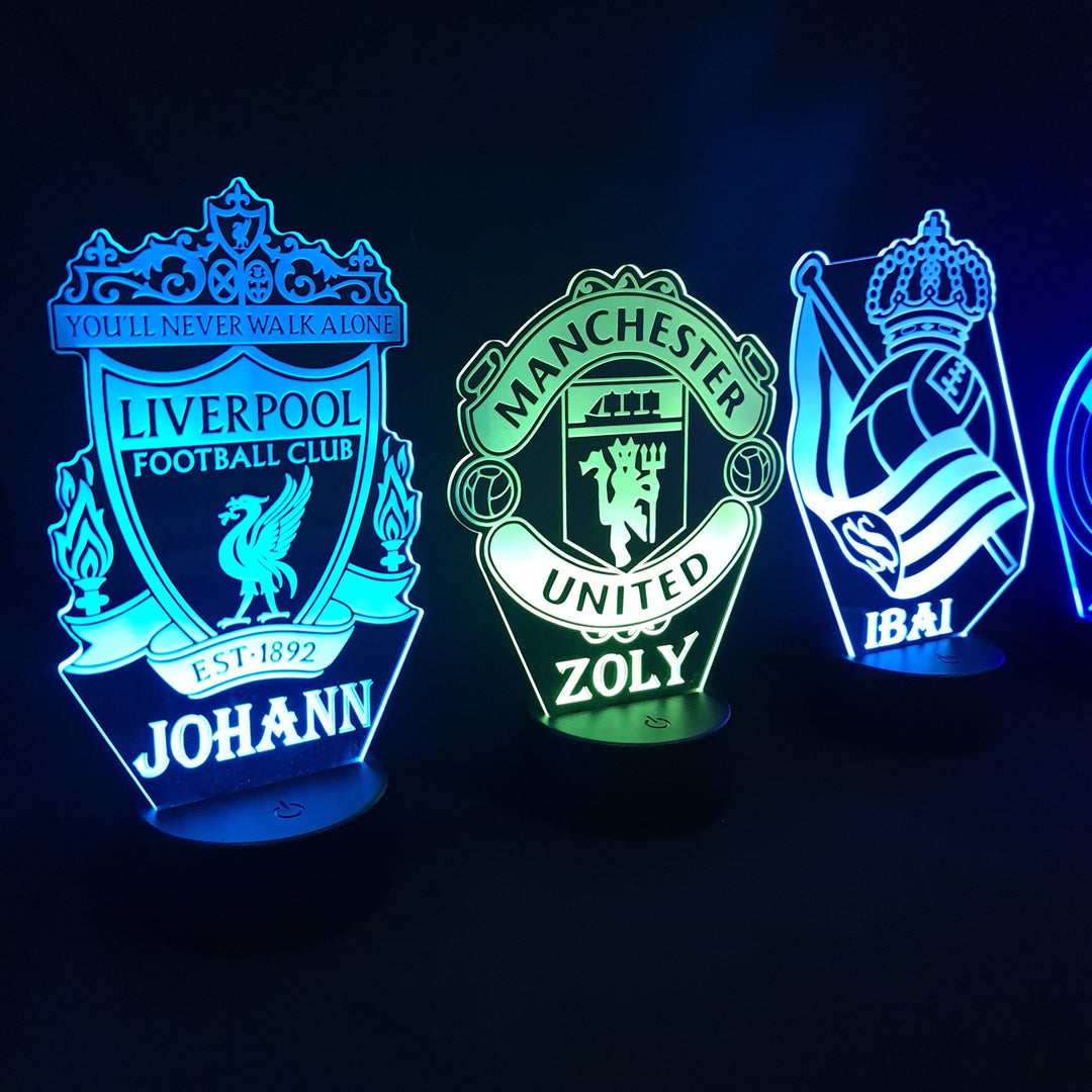 Lámpara Acrílica Personalizable con Escudo de Fútbol ⚽ - tu tienda de impresión 3D