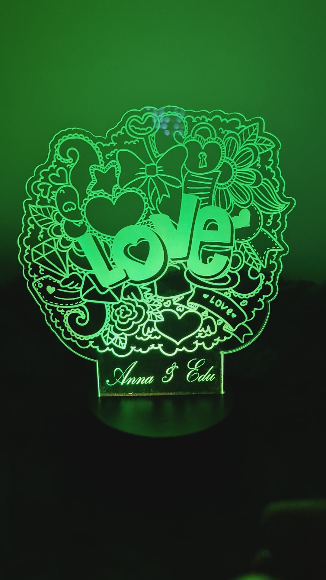 Lámpara con nombre personalizado - San Valentín - Regalo romántico y original