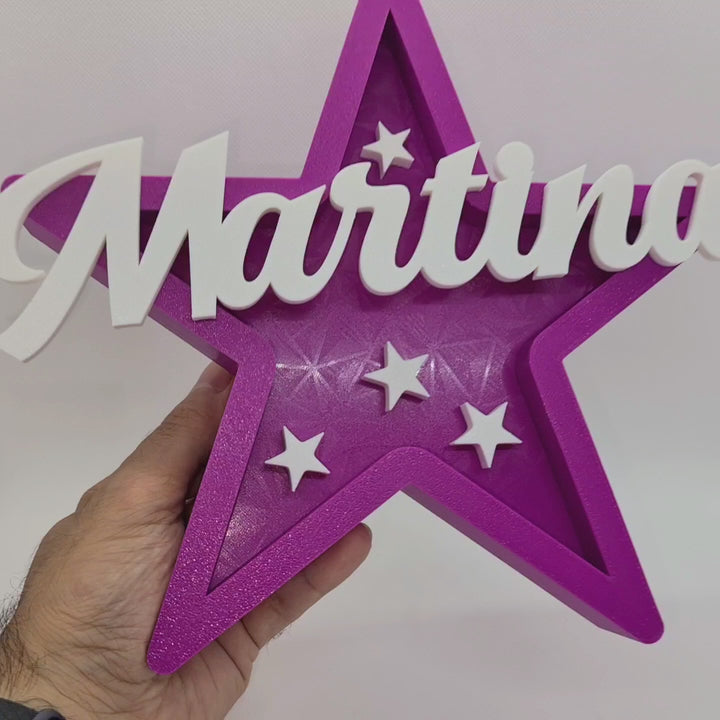 Estrella con Nombre Personalizado Impresa en 3D - Un Universo de Colores a Elegir