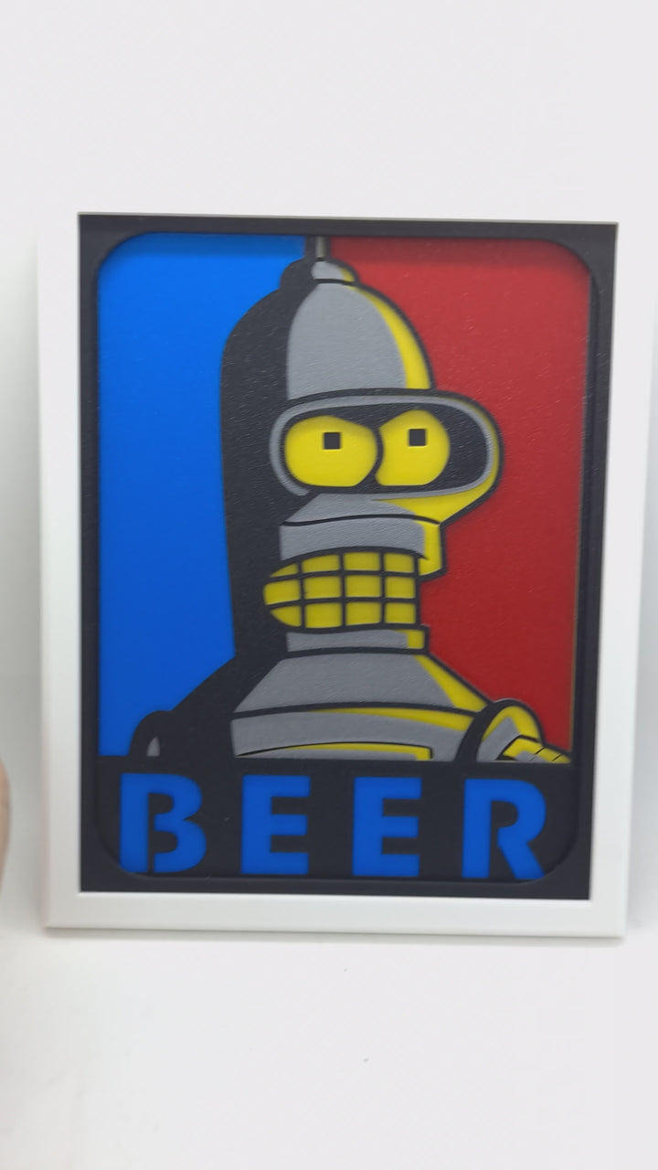 🤖 Cuadro 3D de Bender, el Robot de Futurama