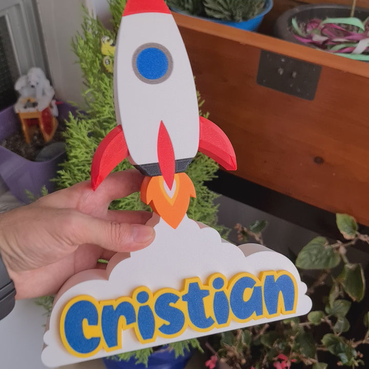 Cohete Personalizado Impreso en 3D con Nombre - Despega hacia la Diversión