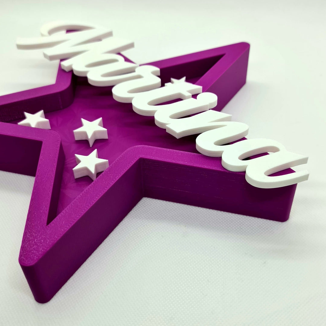 Estrella con Nombre Personalizado Impresa en 3D - Un Universo de Colores a Elegir