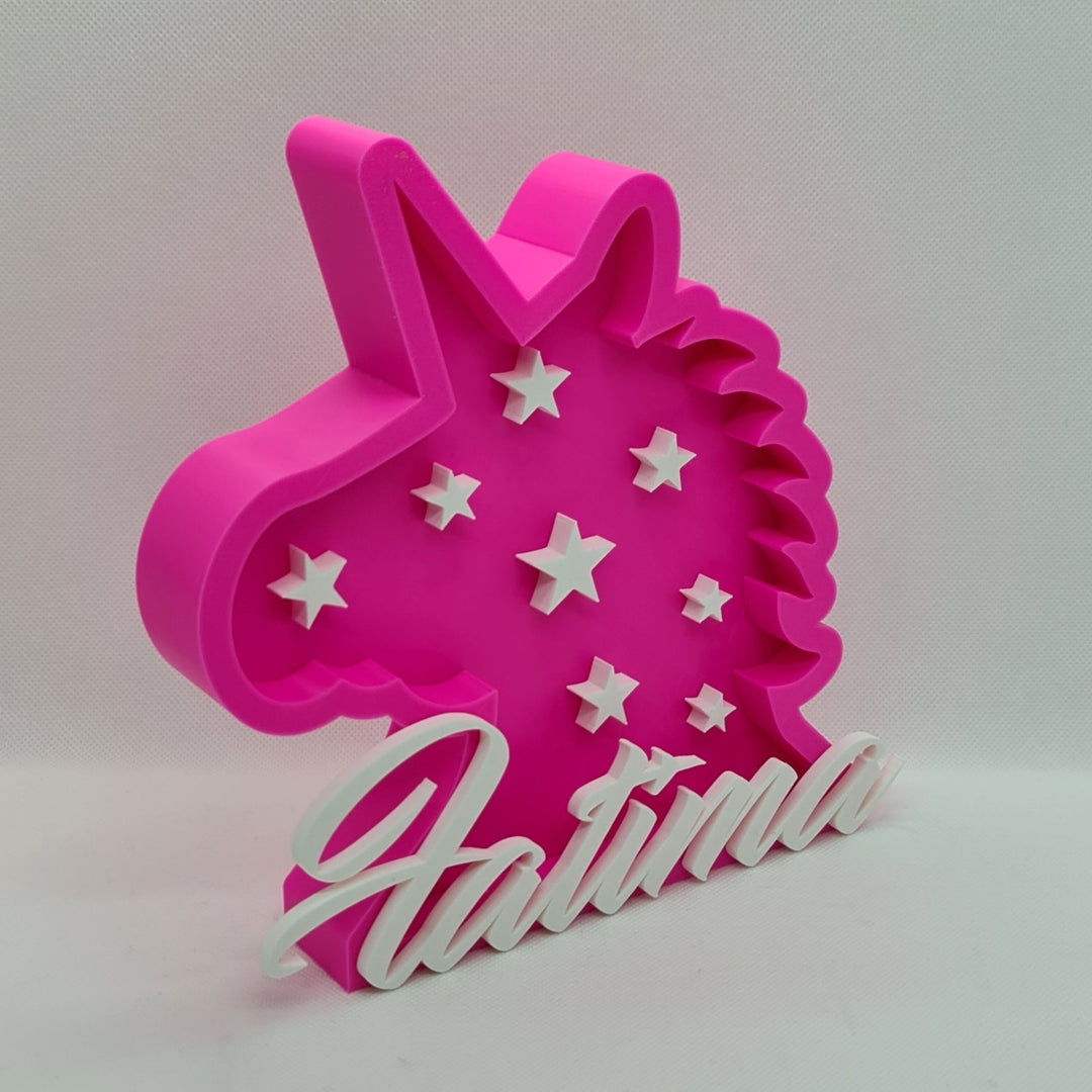Unicornio con Nombre Personalizado: Impresión en 3D de Alta Calidad para Decoración y Regalos
