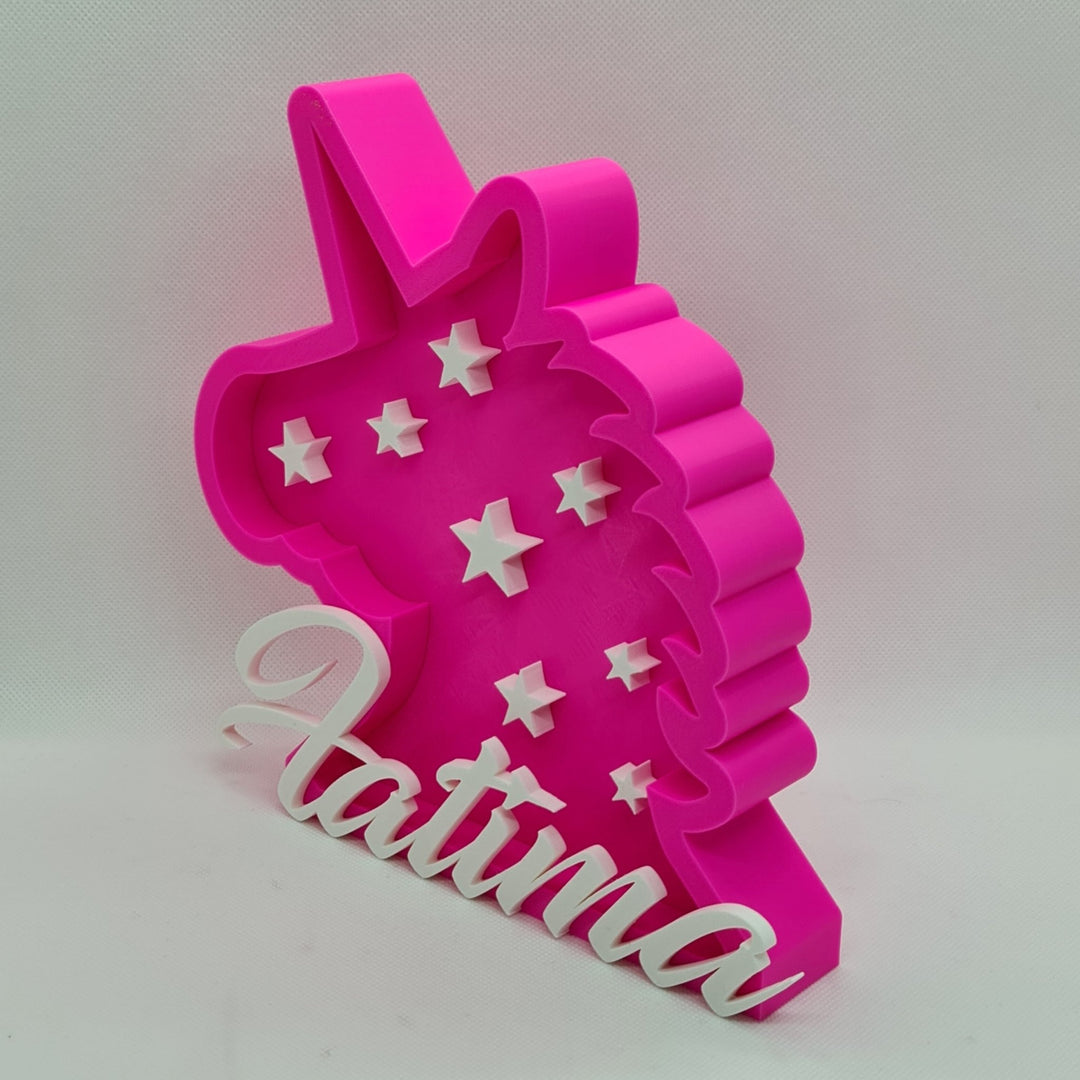 Unicornio con Nombre Personalizado: Impresión en 3D de Alta Calidad para Decoración y Regalos