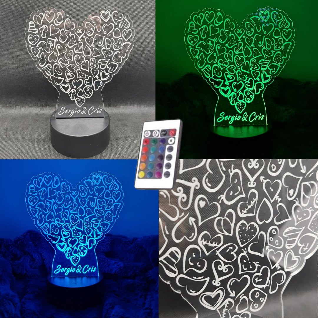 Lámpara Acrílica Led Personalizable - San Valentín - Ilumina tu amor con nuestra lámpara personalizada