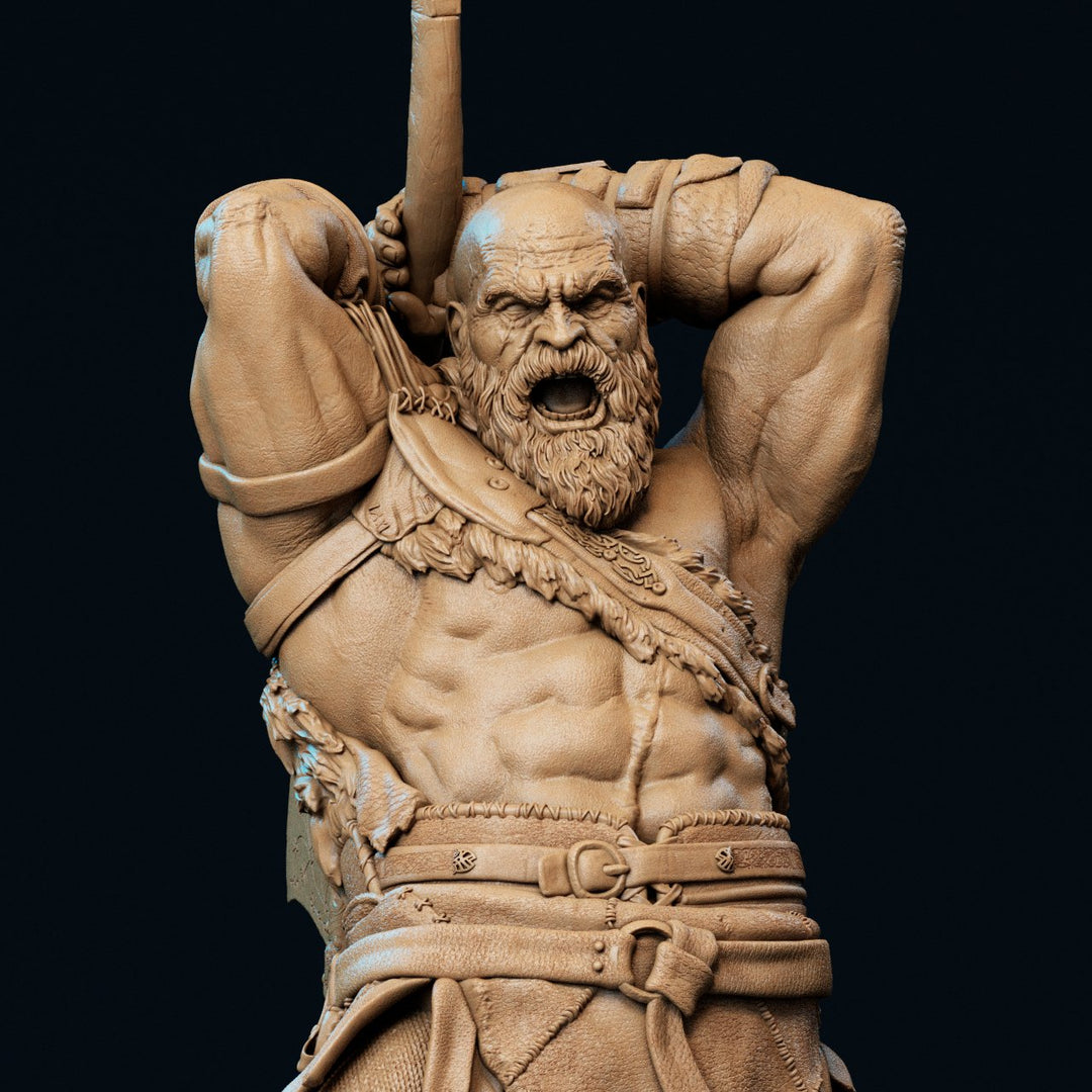 ¡Figuras de Kratos de "God of War" en resina: detalle impresionante en dos tamaños!