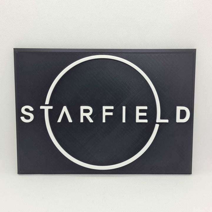 Cartel 3D del Logo de Starfield - Embárcate en una Aventura Galáctica