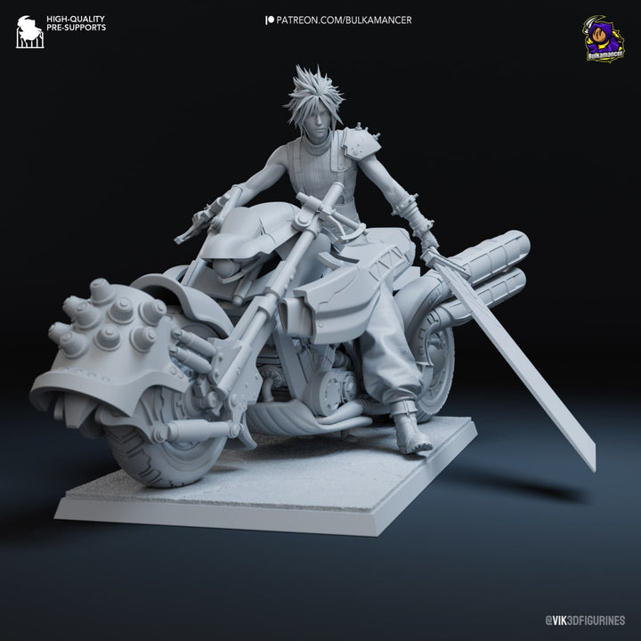 ¡Añade Acción y Estilo con la Figura de Cloud Strife en Moto de Final Fantasy VII! - tu tienda de impresión 3D