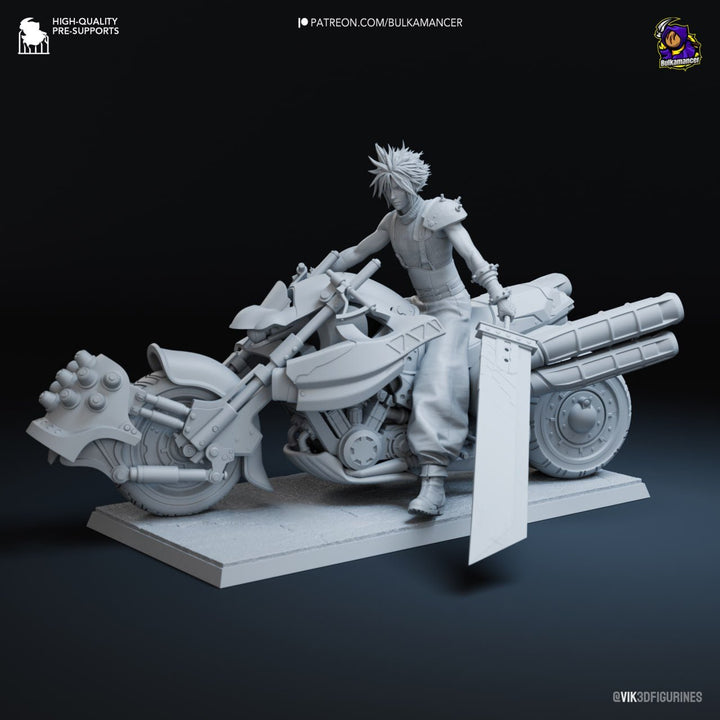 ¡Añade Acción y Estilo con la Figura de Cloud Strife en Moto de Final Fantasy VII! - tu tienda de impresión 3D