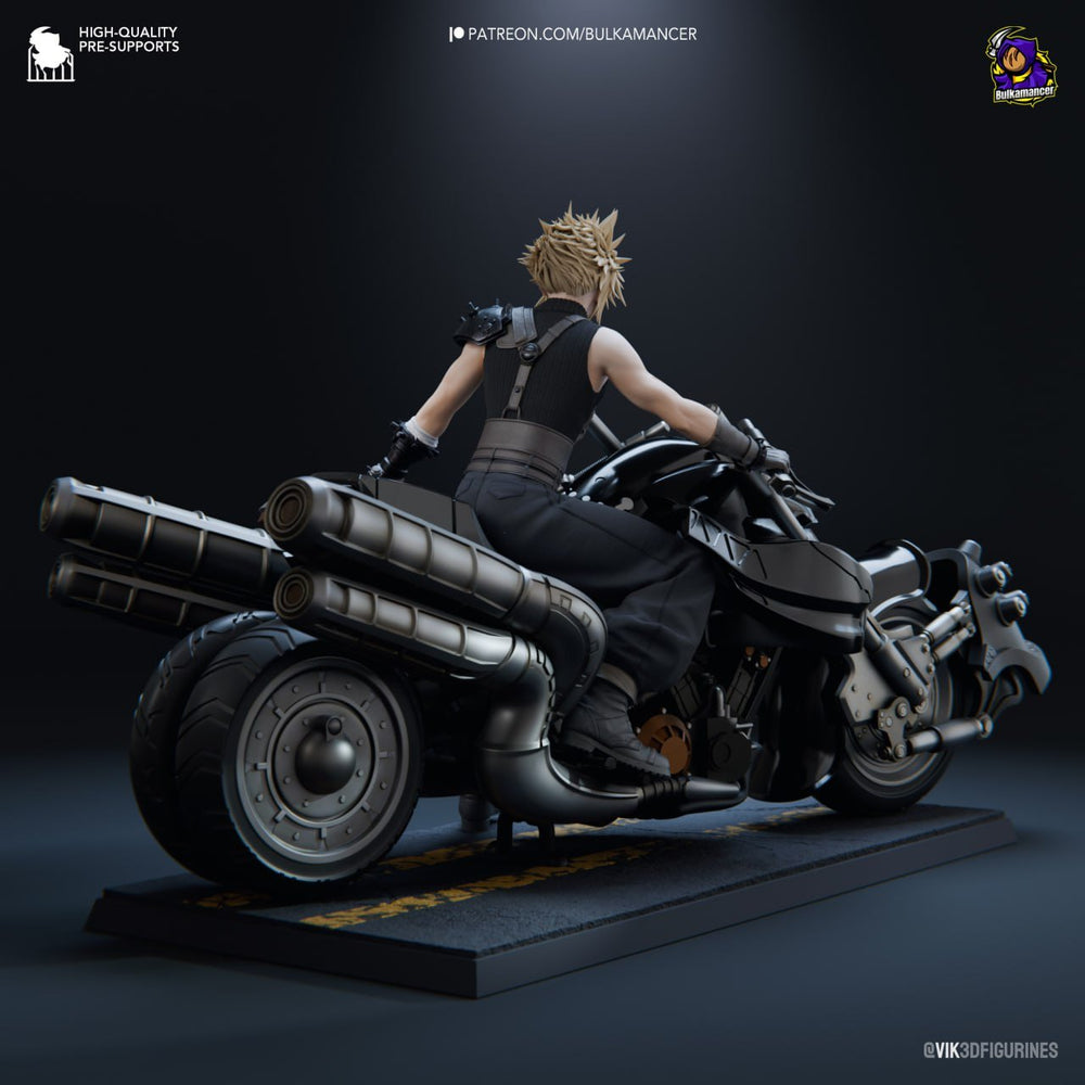 ¡Añade Acción y Estilo con la Figura de Cloud Strife en Moto de Final Fantasy VII! - tu tienda de impresión 3D