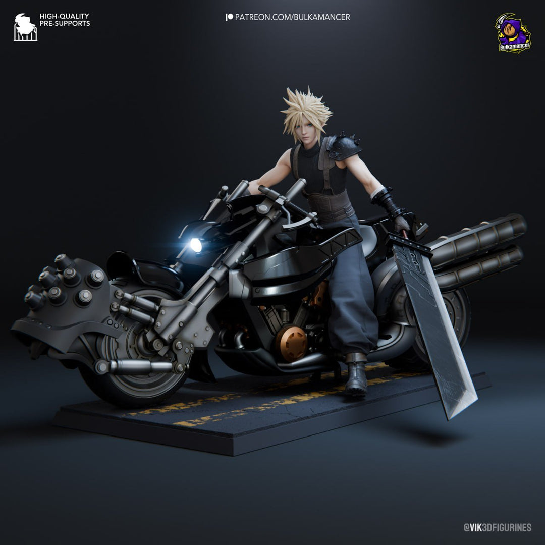 ¡Añade Acción y Estilo con la Figura de Cloud Strife en Moto de Final Fantasy VII! - tu tienda de impresión 3D