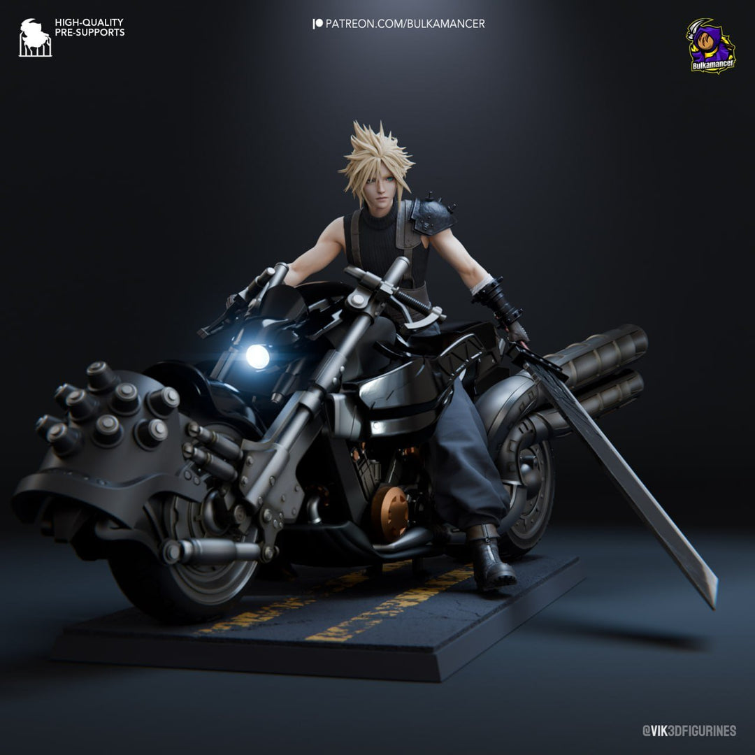 ¡Añade Acción y Estilo con la Figura de Cloud Strife en Moto de Final Fantasy VII! - tu tienda de impresión 3D