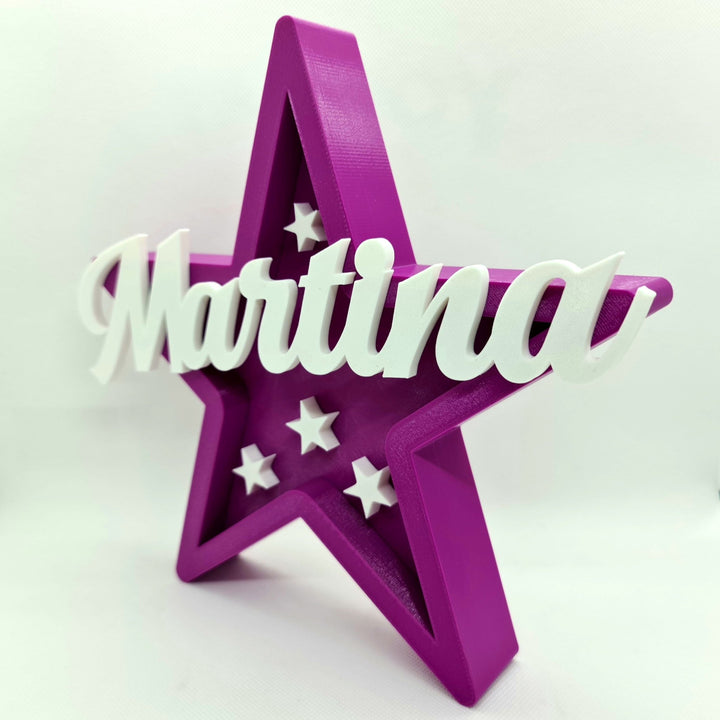 Estrella con Nombre Personalizado Impresa en 3D - Un Universo de Colores a Elegir