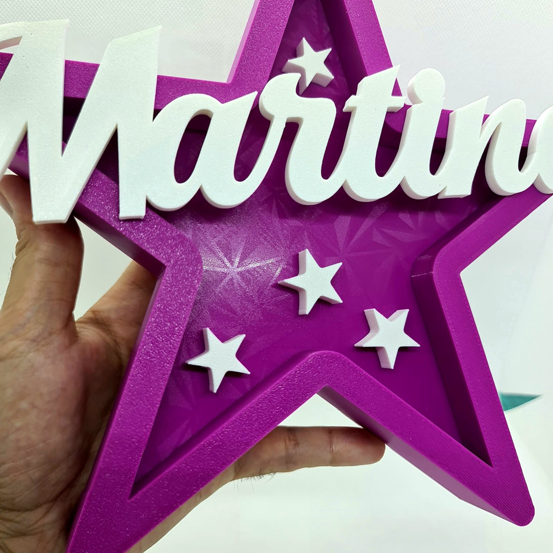 Estrella con Nombre Personalizado Impresa en 3D - Un Universo de Colores a Elegir