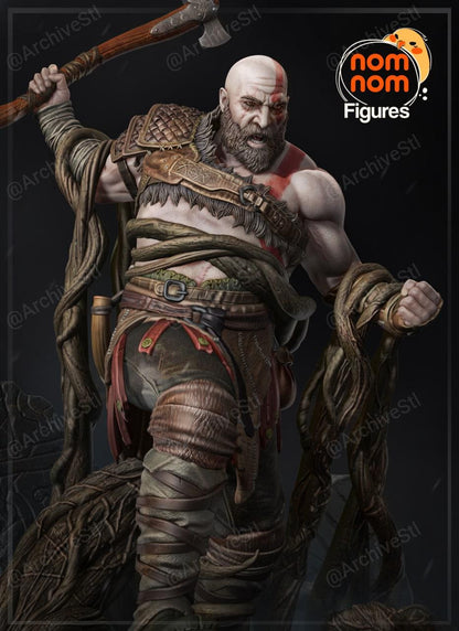 Figura de Resina Exclusiva de Kratos - God of War - Dos Tamaños Disponibles
